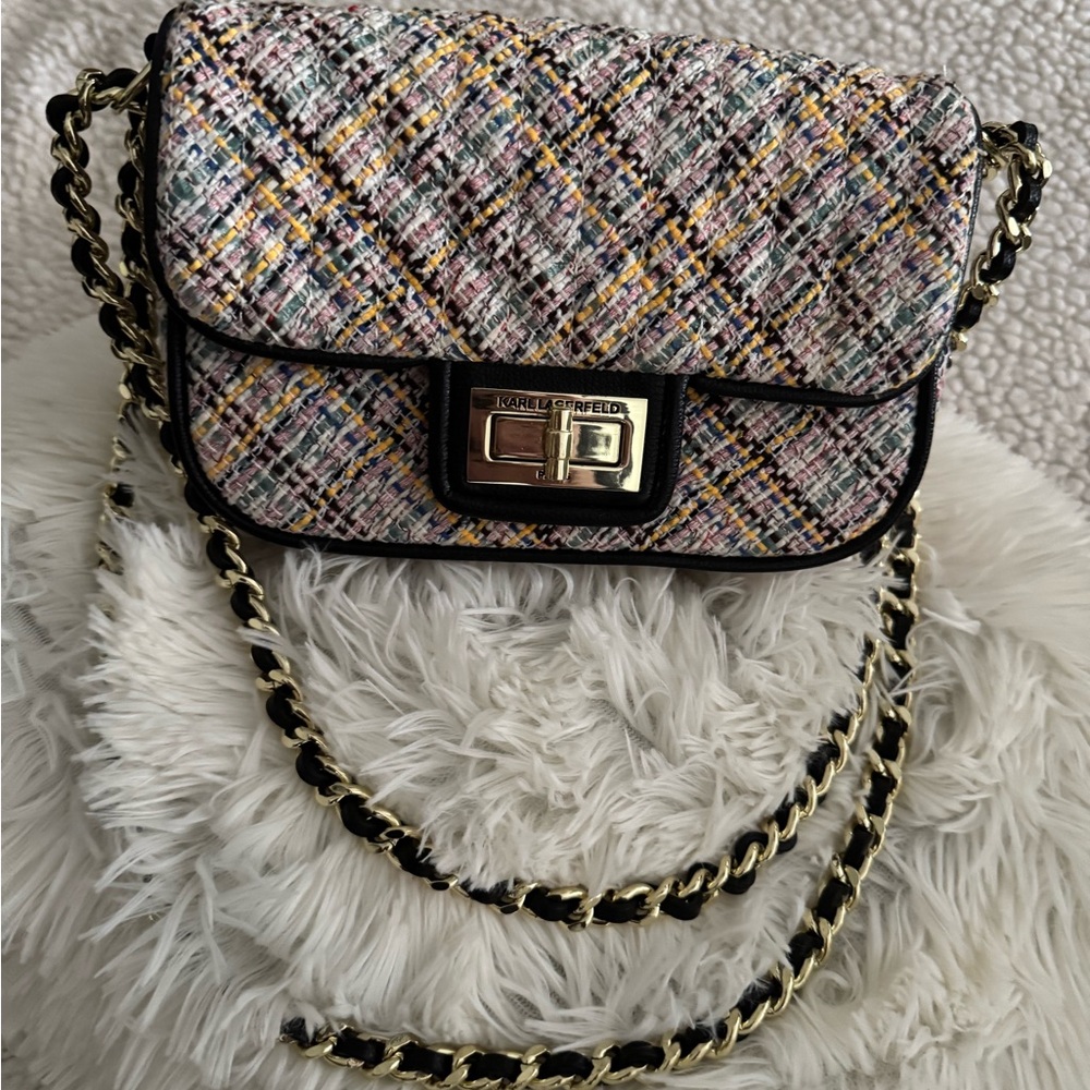 NWOT Karl Lagerfeld Paris Agyness Shoulder/crossbody bag. Yellow Multi